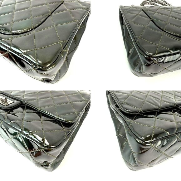 Chanel 2.55 Reissue Double Flap Iridescent Dark Green Patent Leather Bag - Picture 6 of 13